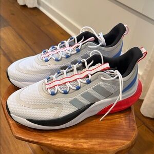 Adidas Alpha Bounce Light Gray and Red Athletic Shoes